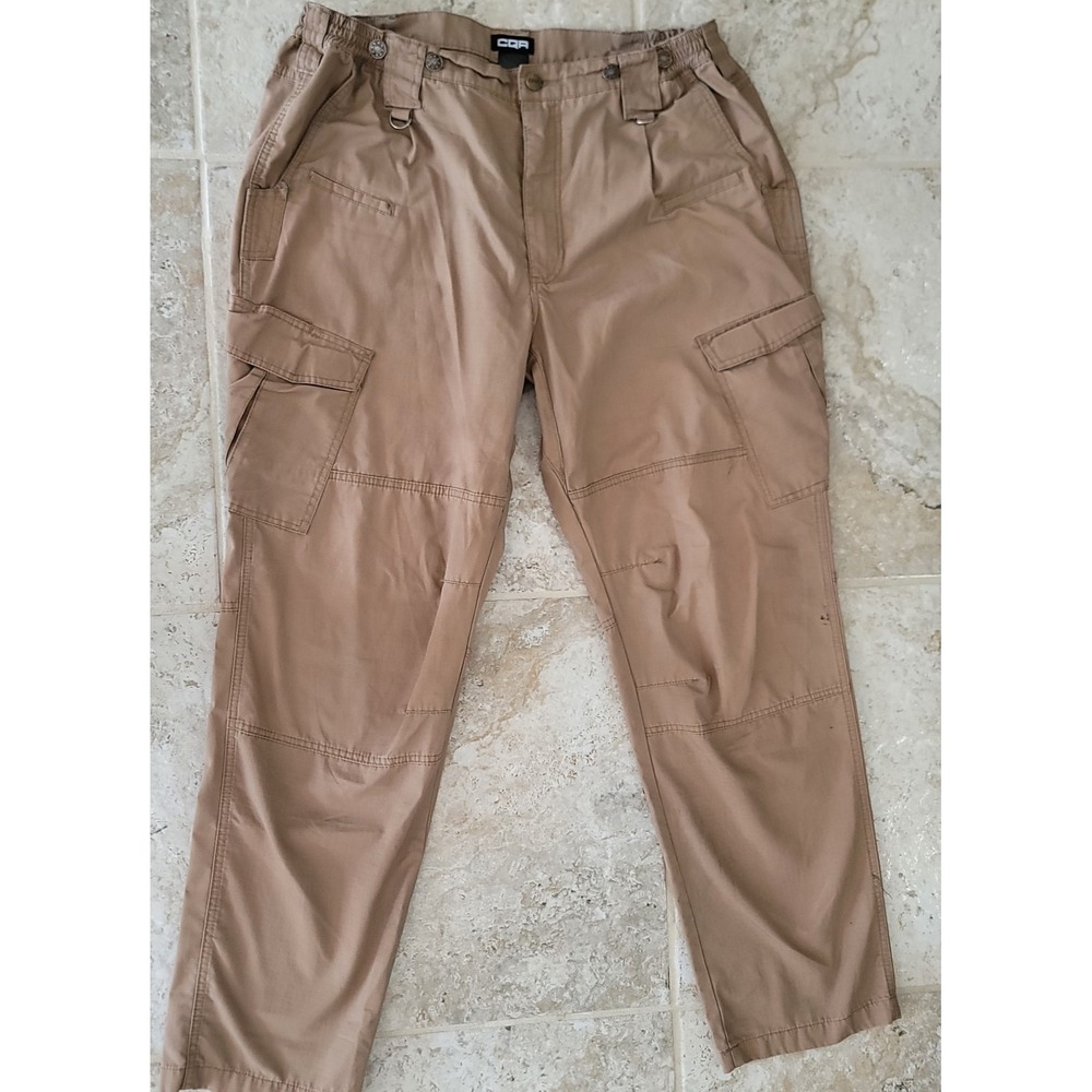 CQR Men's Tactical Ripstop Cargo Pants Straight Leg Regular Fit Khaki 40x34